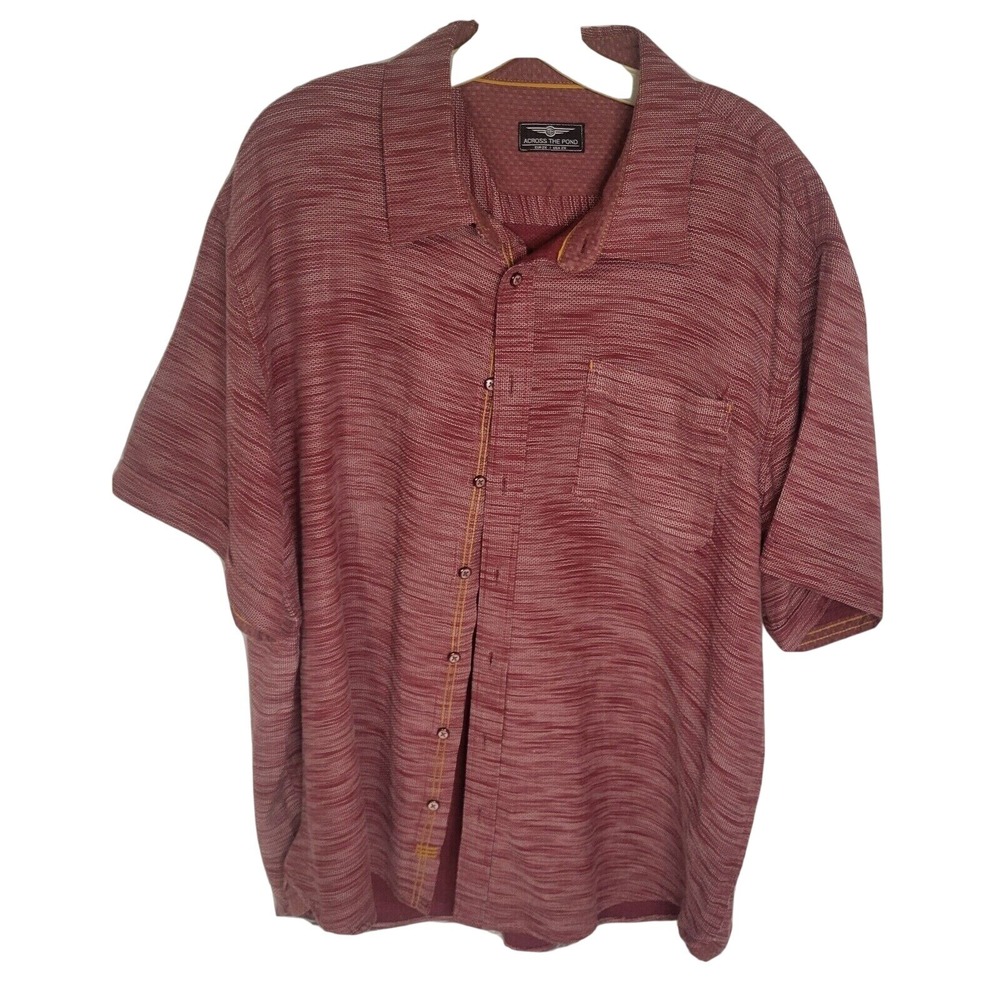 Mens Across The Pond Red Short Sleeve‎ Button-Up Shirt Size 2XL Lightweight